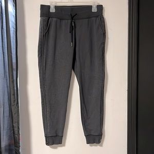 Lululemon grey side zip track pants, size 8
